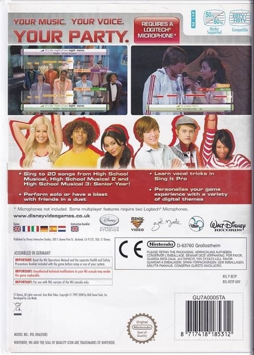 Disney Sing It High School Musical 3 Senior Year - Nintendo Wii (B Grade) (Used)